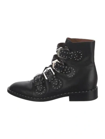Pre-owned Givenchy Leather Studded Accents Combat Boots In Black