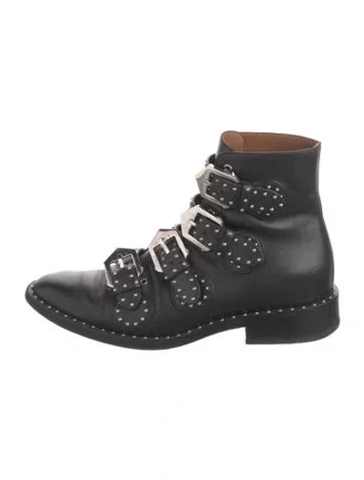Pre-owned Givenchy Leather Studded Accents Combat Boots In Black