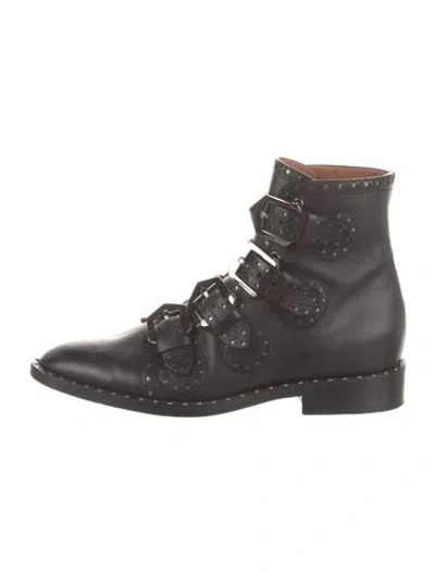 Pre-owned Givenchy Leather Studded Accents Combat Boots In Black