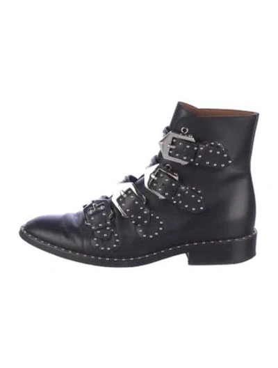 Pre-owned Givenchy Leather Studded Accents Combat Boots In Blue