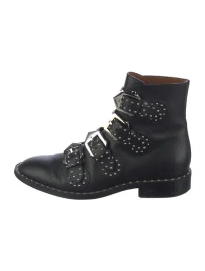 Pre-owned Givenchy Leather Studded Accents Combat Boots In Blue