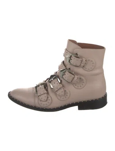 Pre-owned Givenchy Leather Studded Accents Combat Boots In Pink
