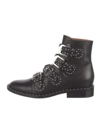 Pre-owned Givenchy Leather Studded Accents Combat Boots W/ Tags In Black