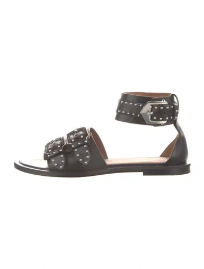 Pre-owned Givenchy Leather Studded Accents Flats In Grey