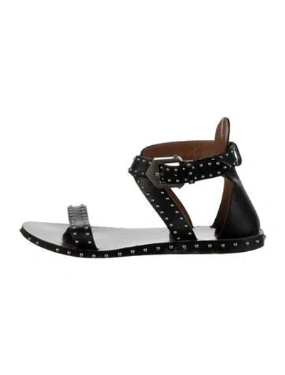 Pre-owned Givenchy Leather Studded Accents Gladiator Sandals In Black