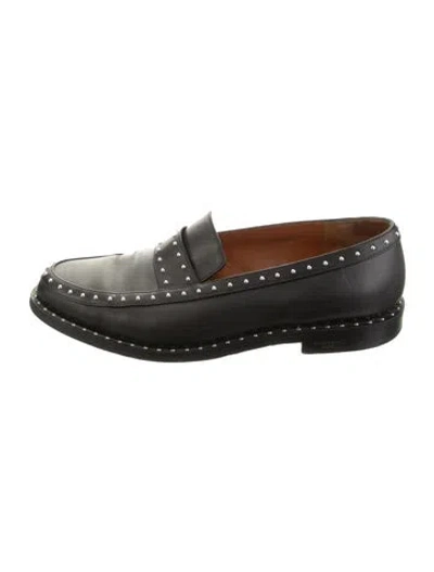 Pre-owned Givenchy Leather Studded Accents Loafers In Black