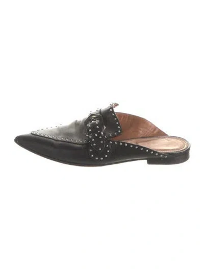 Pre-owned Givenchy Leather Studded Accents Mules In Black/metallic