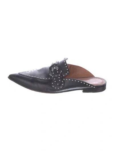Pre-owned Givenchy Leather Studded Accents Mules In Blue