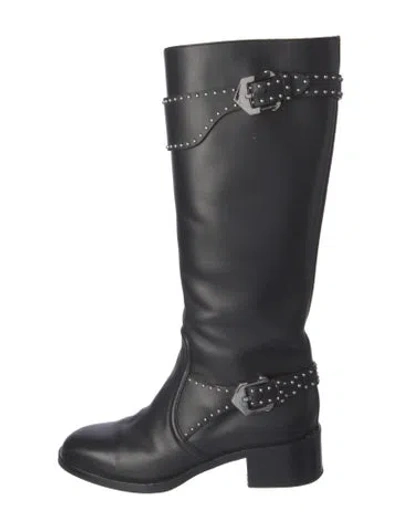 Pre-owned Givenchy Leather Studded Accents Riding Boots In Black