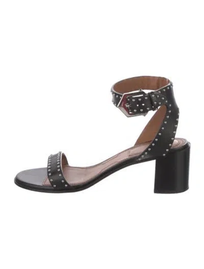 Pre-owned Givenchy Leather Studded Accents Sandals In Black
