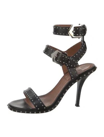Pre-owned Givenchy Leather Studded Accents Sandals In Black