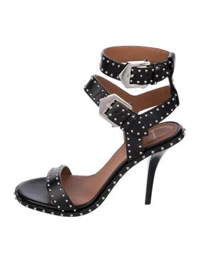 Pre-owned Givenchy Leather Studded Accents Sandals In Black