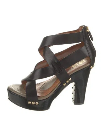Pre-owned Givenchy Leather Studded Accents Sandals In Black