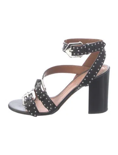 Pre-owned Givenchy Leather Studded Accents Sandals In Black