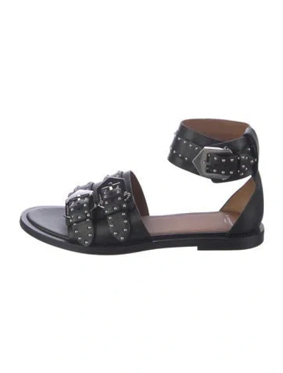 Pre-owned Givenchy Leather Studded Accents Sandals In Black