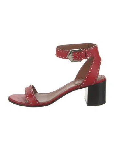 Pre-owned Givenchy Leather Studded Accents Sandals In Red