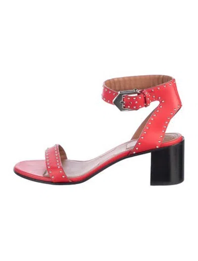 Pre-owned Givenchy Leather Studded Accents Sandals In Red