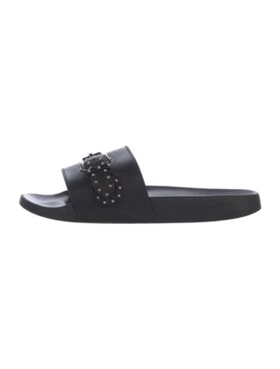 Pre-owned Givenchy Leather Studded Accents Slides In Black