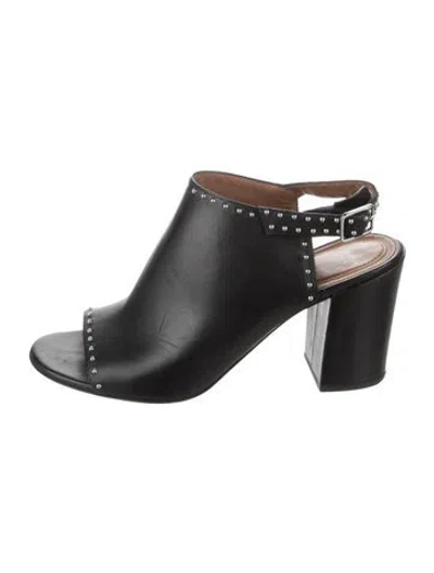 Pre-owned Givenchy Leather Studded Accents Slingback Sandals In Black