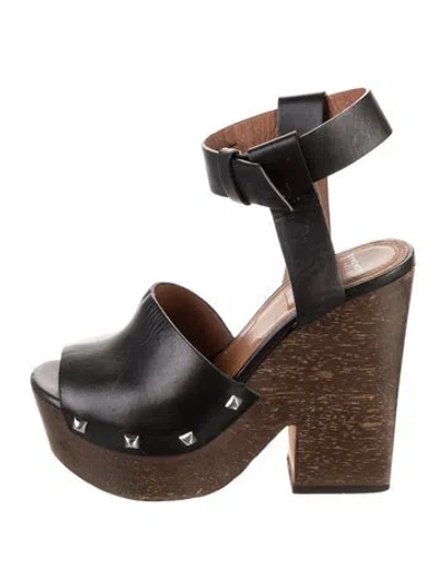 Pre-owned Givenchy Leather Studded Accents Slingback Sandals In Brown