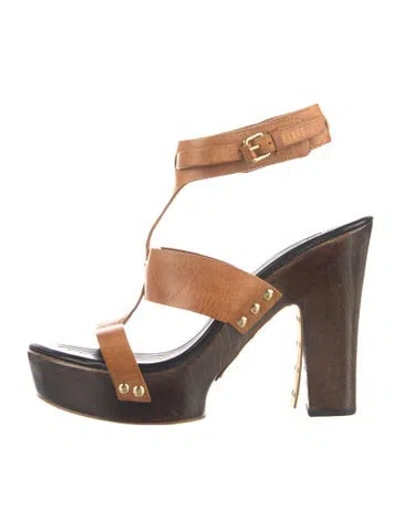 Pre-owned Givenchy Leather Studded Accents T-strap Sandals In Multi