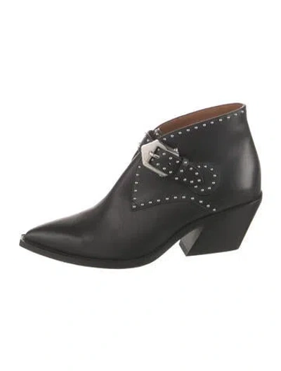 Pre-owned Givenchy Leather Studded Accents Western Boots In Black