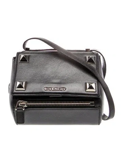 Pre-owned Givenchy Leather Studded Pandora Small In Gray