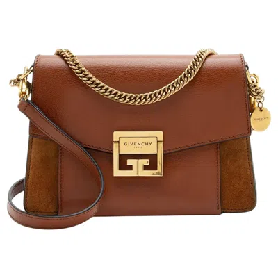 Pre-owned Givenchy Leather Suede Gv3 Small Shoulder Bag In Brown