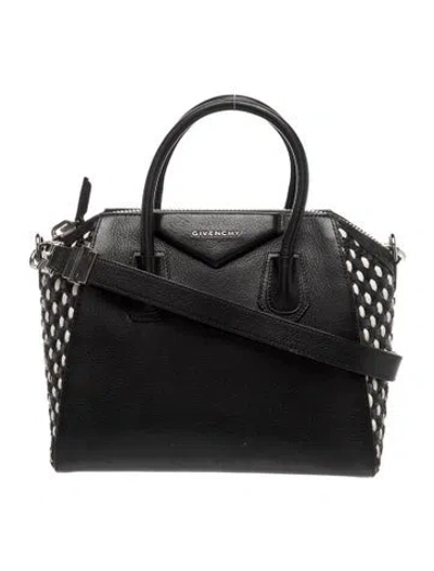 Pre-owned Givenchy Leather Sugar Goatskin Woven Antigona Small In Black