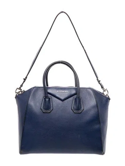 Pre-owned Givenchy Leather Top Handle Bag In Blue