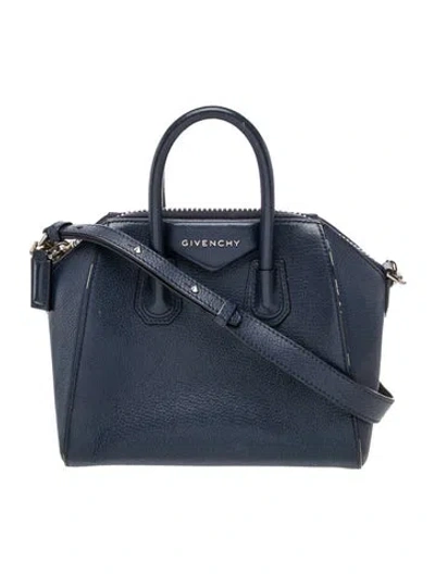 Pre-owned Givenchy Leather Top Handle Bag In Blue