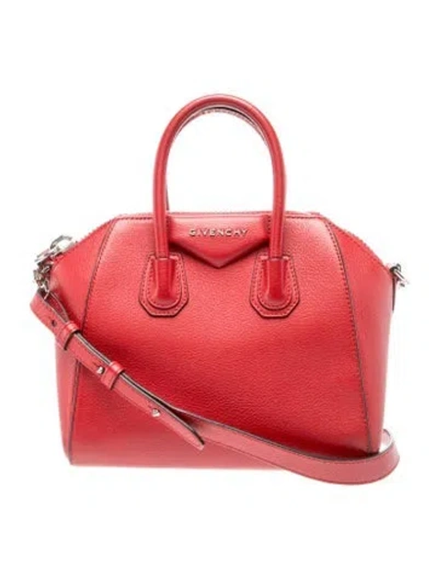 Pre-owned Givenchy Leather Top Handle Bag In Burgundy