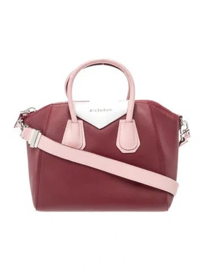 Pre-owned Givenchy Leather Top Handle Bag In Burgundy