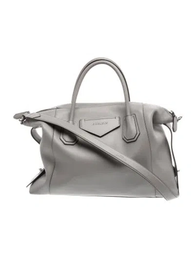 Pre-owned Givenchy Leather Top Handle Bag In Gray