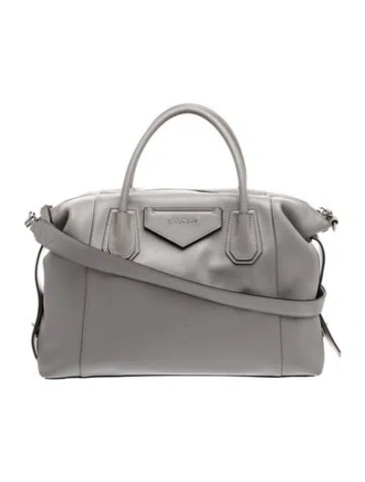 Pre-owned Givenchy Leather Top Handle Bag In Gray