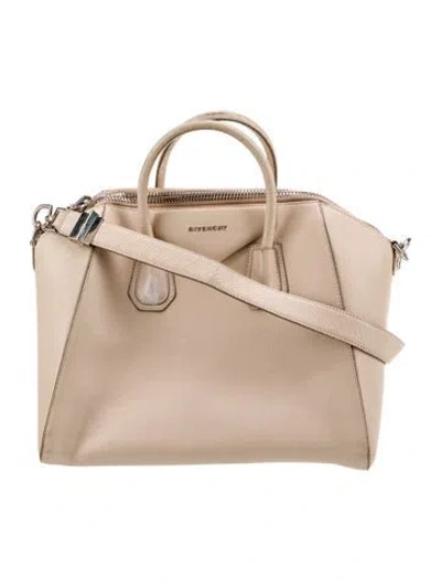 Pre-owned Givenchy Leather Top Handle Bag In Neutral