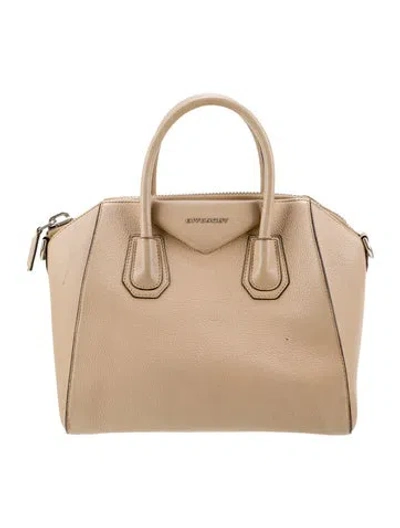 Pre-owned Givenchy Leather Top Handle Bag In Neutral