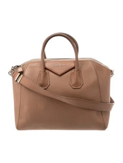 Pre-owned Givenchy Leather Top Handle Bag In Neutral