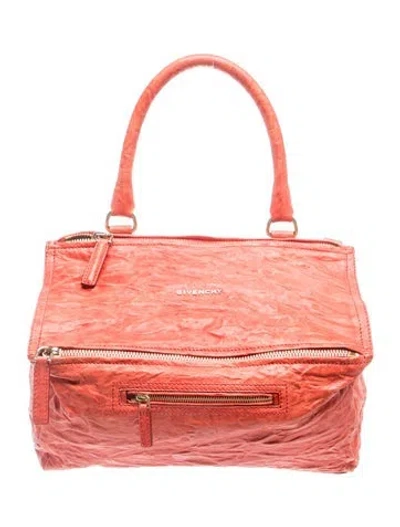 Pre-owned Givenchy Leather Top Handle Bag In Orange