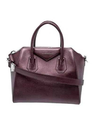 Pre-owned Givenchy Leather Top Handle Bag In Purple