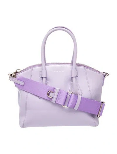 Pre-owned Givenchy Leather Top Handle Bag In Purple