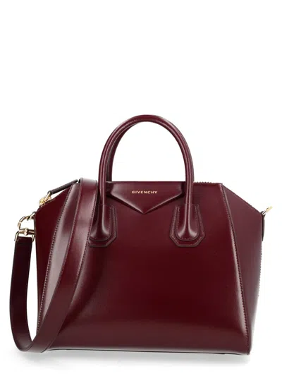 Givenchy Leather Top Handle Tote Bag In Bordeaux
