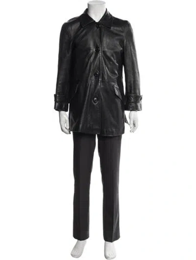 Pre-owned Givenchy Leather Trench Coat In Black