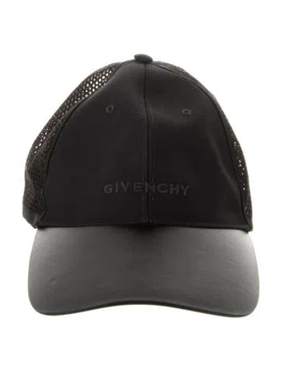 Pre-owned Givenchy Leather Trim Baseball Cap In Black