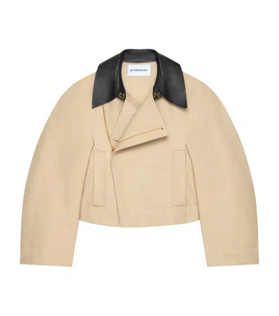 Givenchy Leather-trim Cropped Cocoon Jacket