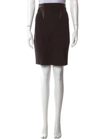 Pre-owned Givenchy Leather Trim Embellishment Knee-length Skirt In Brown
