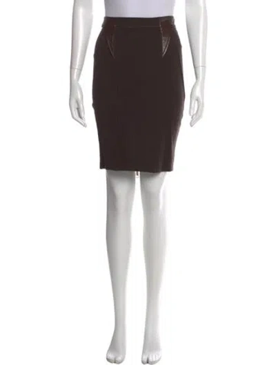Pre-owned Givenchy Leather Trim Embellishment Knee-length Skirt In Brown