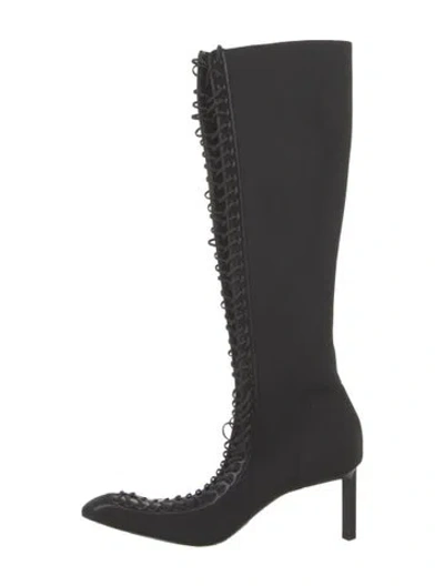Pre-owned Givenchy Leather Trim Embellishment Lace-up Boots In Black