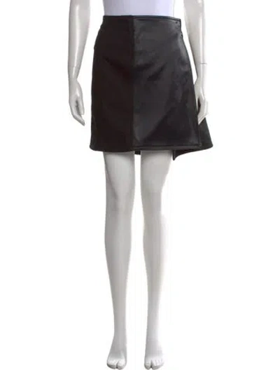 Pre-owned Givenchy Leather Trim Embellishment Mini Skirt In Black