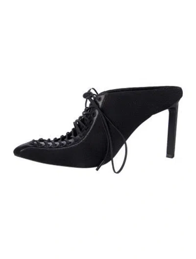 Pre-owned Givenchy Leather Trim Embellishment Mules In Black